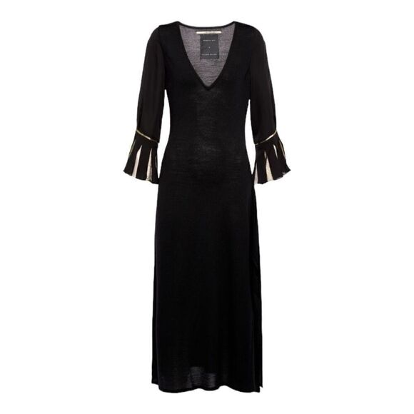 Roland Mouret Loligo Black Wool Midi Dress Size Medium (8) - Picture 3 of 12